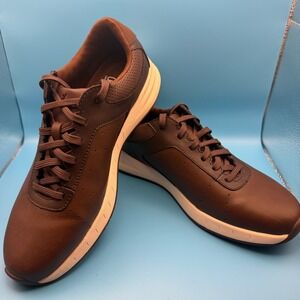 Walter Hagen Mens Brown Leather Spikeless Golf Shoes Ortholite WHM18-DBRN Size 9